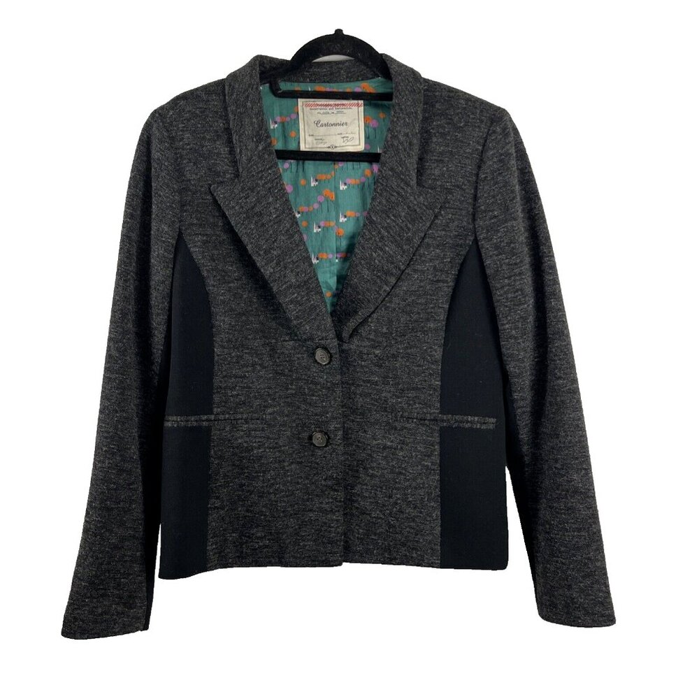 Anthropologie Cartonnier Grey Jersey Knit Blazer Womens Size 14